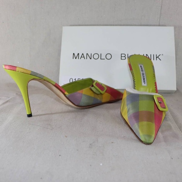 COPY - Carrie Bradshaw Manolo mules in multi/mint condition sz 10b - Picture 6 of 11